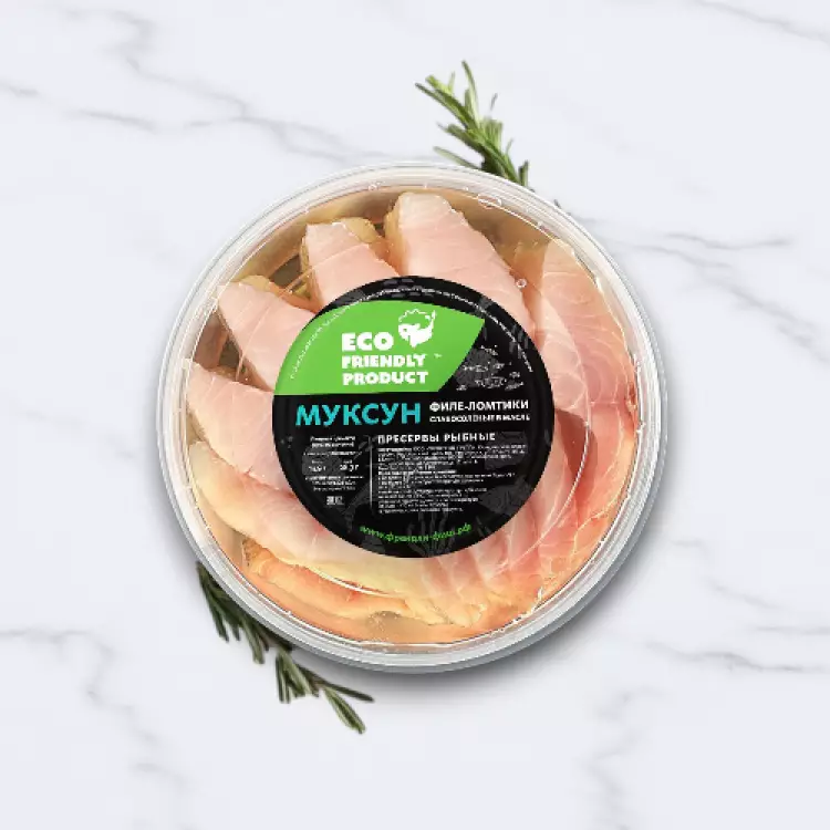 Филе-ломтики муксуна в масле, Россия, 500 г