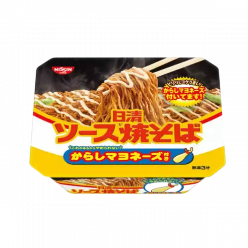 Лапша б/п Nissin с овощами, горчичным майонезом караши и соусом якисоба, Япония, 108 г