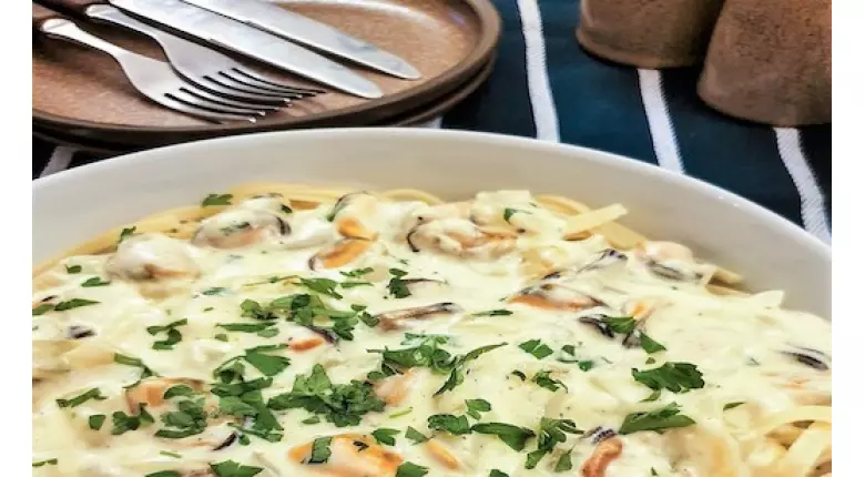 Сливочная паста с мясом мидий