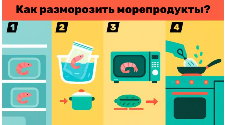 Как правильно разморозить морепродукты?