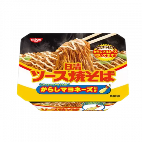 Лапша б/п Nissin с овощами, горчичным майонезом караши и соусом якисоба, Япония, 108 г